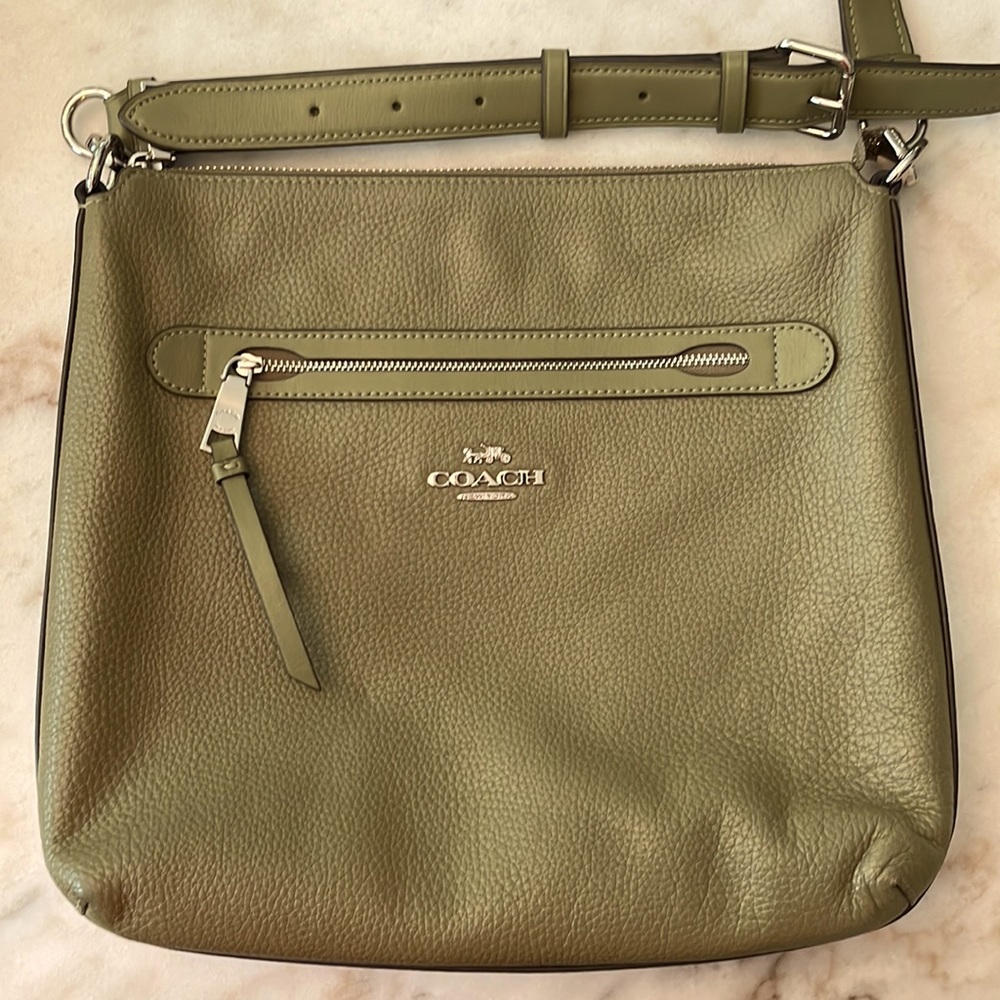 Coach Mae olive pebble leather cross body